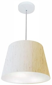 Lustre Pendente Cone Md-4155 Cúpula em Tecido 30/40x30cm Linho Bege - Bivolt