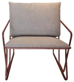 Poltrona Industrial Vaz Assento Estofado Cinza com Base Aco cor Cobre - 46207 Sun House
