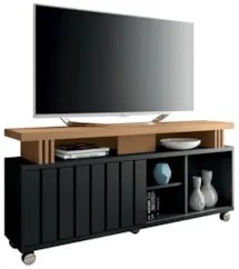 Rack para Sala Bancada de TV 50 Pol. 2 Portas 136cm Briz H01 Preto/Fre