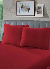 Lençol Malha com Elástico Vermelho Casal