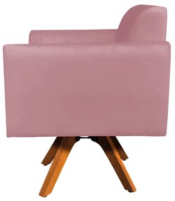 Poltrona Giratória Marisa Suede Rose Base Madeira MM30 D'Rossi