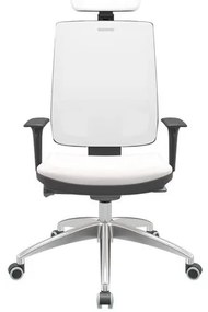 Cadeira Office Brizza Tela Branca Com Encosto Assento Vinil Branco Autocompensador 126cm - 63284 Sun House