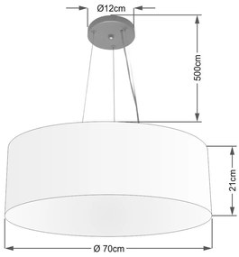 Lustre Pendente Cilíndrico Md-4150 Cúpula em Tecido 70x21cm Laranja - Bivolt