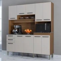 Armário de Cozinha Compacta 180cm Regina P11 Castanho/Off White - Mpoz