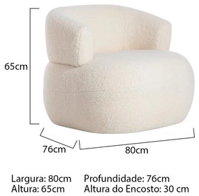 Kit 2 Poltronas Decorativa Sala de Estar Recepção Suiça Bouclé - ADJ Decor