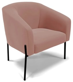 Poltrona Decorativa Pé de Ferro Preto Stella Suede Veludo Rosê D03 - D'Rossi