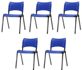 Kit 5 Cadeiras Iso Assento Azul Base Preta - 57928 Sun House