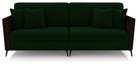 Sofá Living Decorativo Zagreb 2 Lugares 202cm com Almofadas Pés de Ferro Veludo/PU Verde/Marrom G33 - Gran Belo