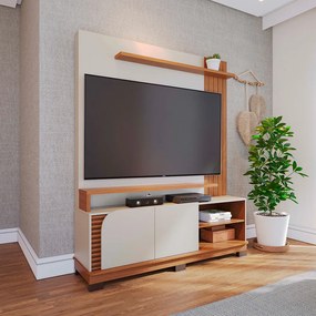 Estante de TV 65 Polegadas 152cm Itaim C04 - D'Rossi - Off White Matte e Freijó