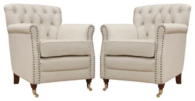 Kit 02 Poltronas Decorativas Sala de Estar Níger Pés Príncipe Off White G58 - Gran Belo