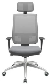 Cadeira Office Brizza Tela Cinza Com Encosto Assento Vinil Cinza Autocompensador 126cm - 63239 Sun House