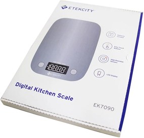 Balança ETEKCITY Digital de Cozinha em Aço inoxidável com capacidade até 5000g  Prata