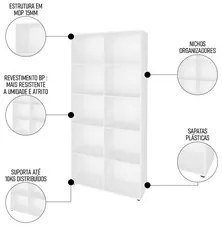 Mesa Escrivaninha em L Eron e Estante Livreiro 90x187cm Lean A06 Branc