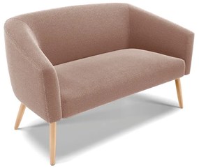 Sofá 2 Lugares Namoradeira Pé Palito Natural Stella Bouclê Rosê D03 - D'Rossi