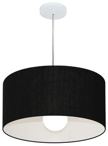 Lustre Pendente Cilíndrico Md-4203 Cúpula em Tecido 45x21cm Preto - Bivolt