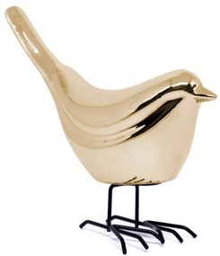 Pássaro Decorativo em Cerâmica Dourado 9x9x5 cm - D'Rossi
