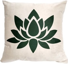 Capa de Almofada de Veludo Lotus Tons Verde 45x45cm - Floral - Somente Capa