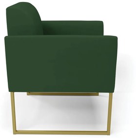 Poltrona Base Industrial Dourado Marisa Veludo Verde D03 - D'Rossi