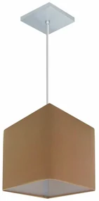 Lustre Pendente Quadrado Md-4224 Cúpula em Tecido 16/16x16cm Palha - Bivolt