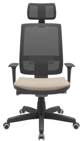 Cadeira Office Brizza Tela Preta Com Encosto Assento Poliester Fendi Autocompensador Base Standard 126cm - 63357 Sun House
