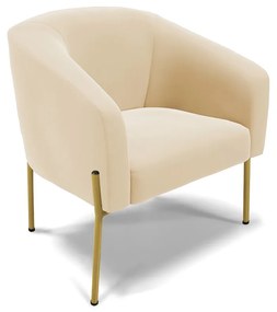 Poltrona Decorativa Pé de Ferro Dourado Stella Suede Bege D03 - D'Rossi
