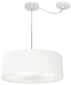 Lustre Pendente Cilíndrico Com Desvio Branco MJ-4222 Para Mesa de Jantar e Estar