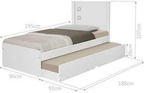 Cama Barcelona Solteiro Com Auxiliar Branco - Tebarrot Móveis