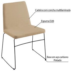 Kit 4 Cadeiras Decorativa Sala de Jantar Anne Linho Bege G17 - Gran Belo