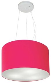 Lustre Pendente Cilíndrico Md-4009 Cúpula em Tecido 40x21cm Rosa Pink - Bivolt