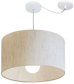 Lustre Pendente Cilíndrico Com Desvio de Centro Vivare Md-4234 Cúpula em Tecido 60x30cm - Bivolt