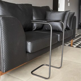 Mesa Lateral Tampo Multiuso Para Sofá Base Preto - D'Rossi - Preto