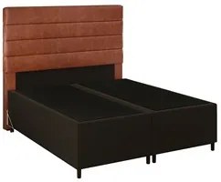 Cabeceira com Base Cama Box Casal Queen 158x198 Hit ID5 Suede Marrom/C