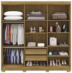 Guarda Roupa Casal 218cm 6 Portas Elegance Nature/Champanhe - Vila Ric