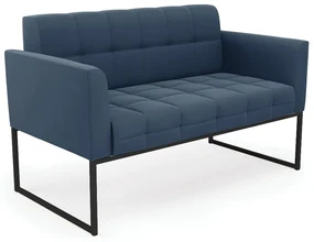 Sofá Namoradeira Elisa Suede Base Metálica Industrial Preto - D'Rossi - Azul Marinho