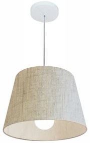 Lustre Pendente Cone Md-4240 Cúpula em Tecido 30/40x30cm Rustico Bege - Bivolt