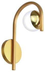 Arandela Curva 22X12X33Cm Metal E Globo Ø10Cm 01Xg9 |Old Artisan Ar-55... (CHAMPANHE / DOURADO BRILHO, AMBAR)