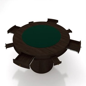 Mesa de Jogos Carteado 4 Lugares Bellagio com Gavetas e Tampo Reversível Base Cone com Tecido Capuccino/Verde G42 - Gran Belo
