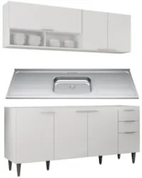 Armário de Cozinha CP01 Com Pia 180cm Pérola Z34 Branco - Mpozenat