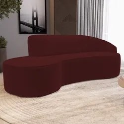 Sofá Living  3 Lugares 230cm Braço Direito Mozart D06 Veludo Vermelho