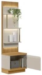 Painel Ripado com Mesa de Apoio 58cm Real L06 Tauari/Off White Fosco -