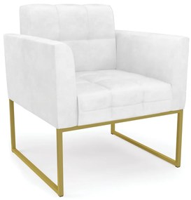 Poltrona Elisa Corano Base Metálica Industrial Dourado - D'Rossi - Branco