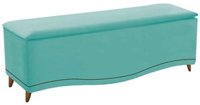 Calçadeira Estofada Yasmim 195 cm King Size Suede Azul Tiffany - ADJ Decor