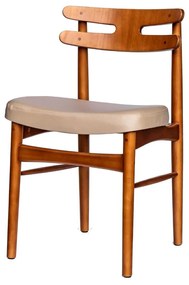 Cadeira HW - Verniz Natural - Tecido Kouríssimo Torino Bege