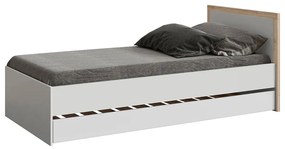 Cama Solteiro Wood - Branco e Carvalho