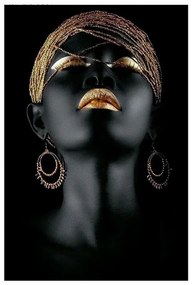 Quadro Decorativo Mulher Negra Ouro 1 - KF 48468 40x60 (Moldura 520)