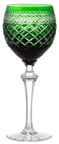 Taça de Cristal Lapidado P/ Vinho Tinto - Verde Escuro  Verde Escuro