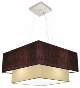 Lustre Pendente Duplo Quadrado Vivare Md-4066 Cúpula em Tecido 50x35cm - Bivolt