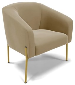 Poltrona Decorativa Pé de Ferro Dourado Stella Suede D03 - D'Rossi - Marrom Rato