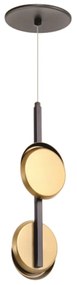 Pendente Eclipse Duplo Linear Vertical 06X12X40Cm Discos Metal Alumini... (DOURADO FOSCO, 220V)