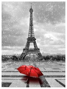Quadro Decorativo Torre Eiffel e o Guarda-Chuva Vermelho - KF 49539 40x60 (Moldura 520)